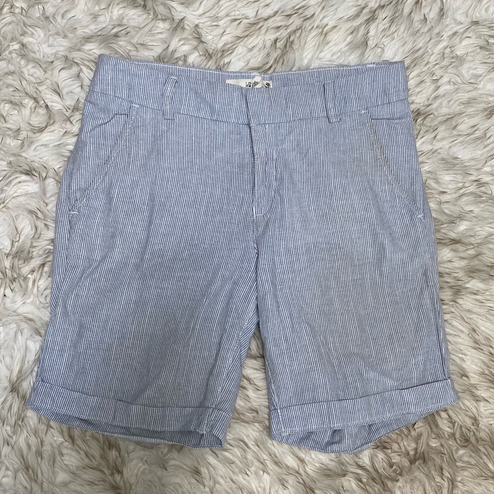 Blue and white striped shorts